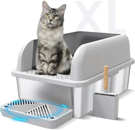 iprimio enclosed sides stainless steel cat xl litter box|stainless steel litter box walmart.